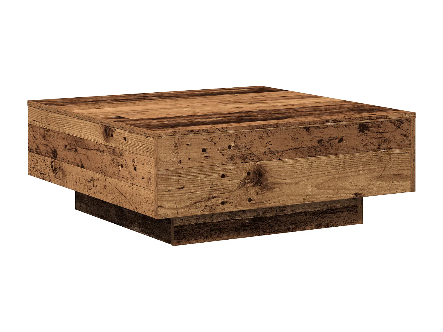 Mesa de centro de madera vieja 80x80x31 cm en madera de ingeniería