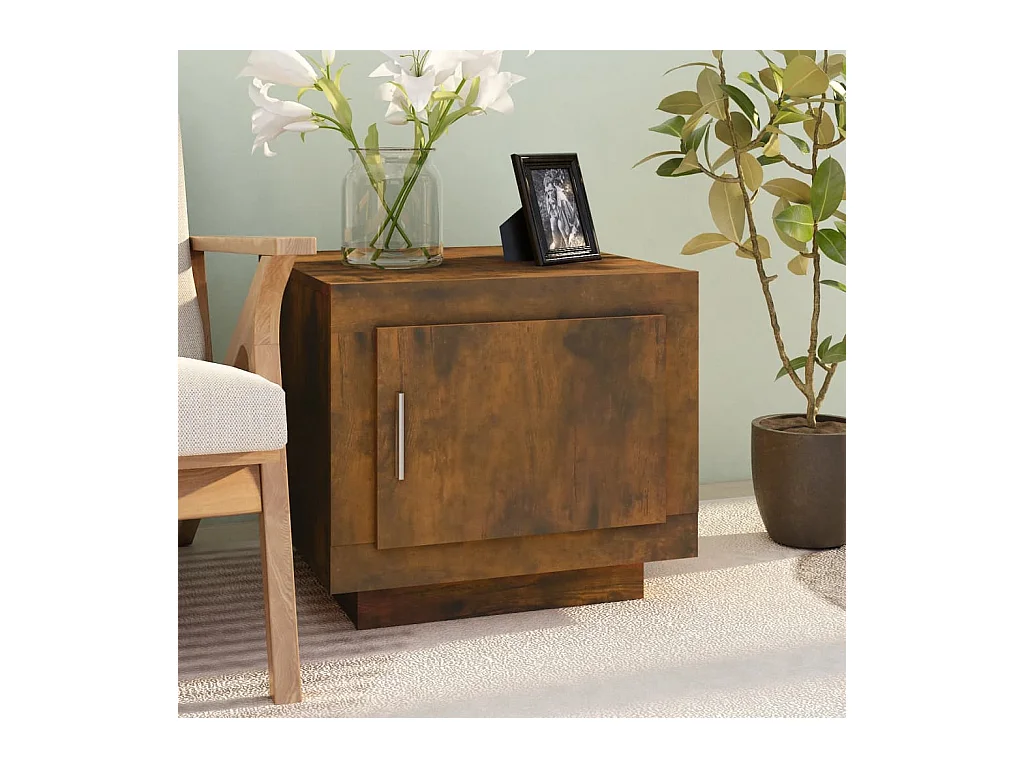 Table basse chêne fumé 51x50x45 cm bois d'ingénierie