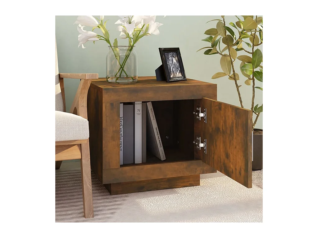 Table basse chêne fumé 51x50x45 cm bois d'ingénierie