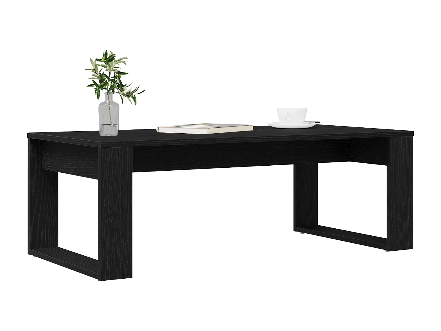 Table basse noire en chêne 102x50x35 cm en bois d'ingénierie