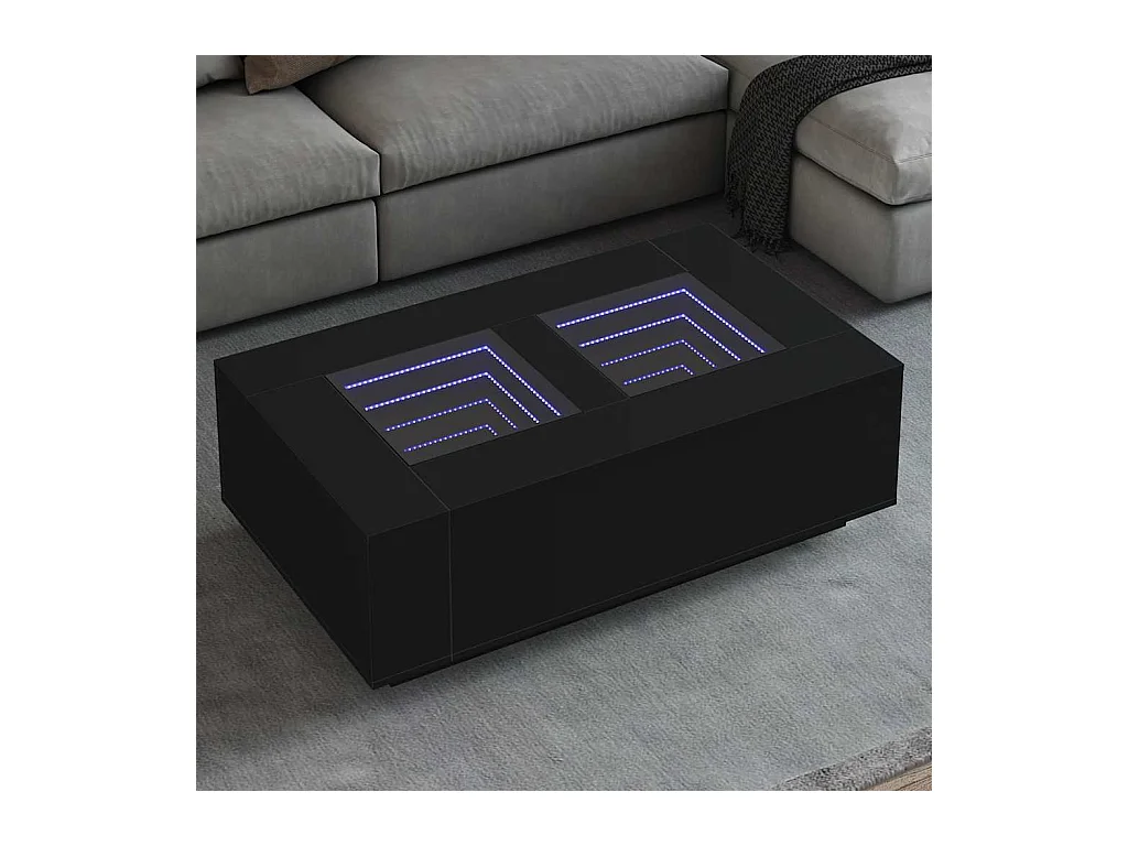 Table basse avec LED infini noir 116x69x40 cm