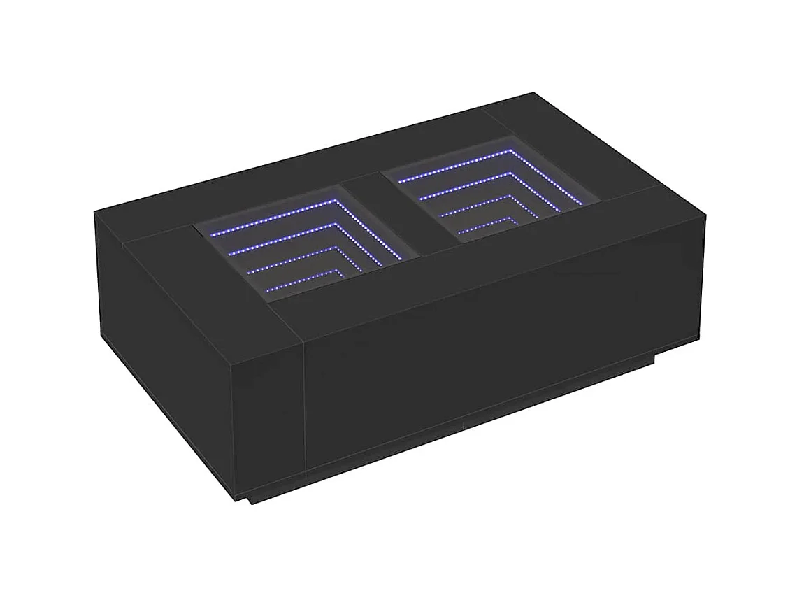 Table basse avec LED infini noir 116x69x40 cm