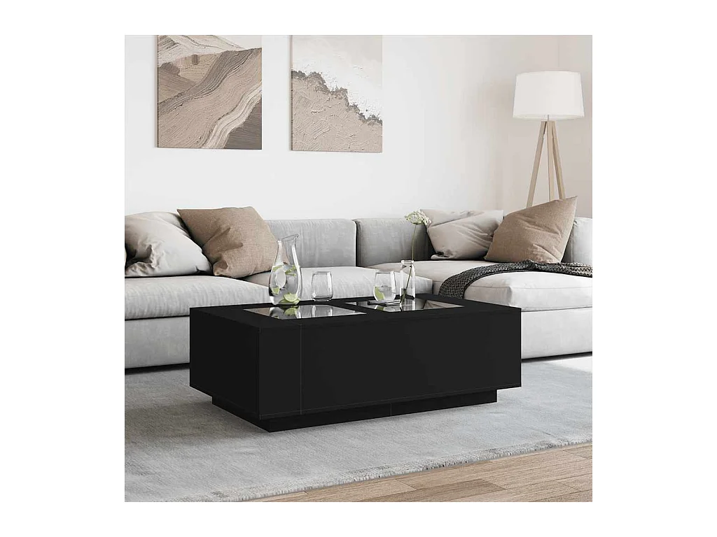 Table basse avec LED infini noir 116x69x40 cm