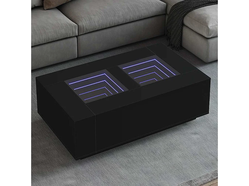 Couchtisch mit Infinity LED schwarz 116x69x40 cm