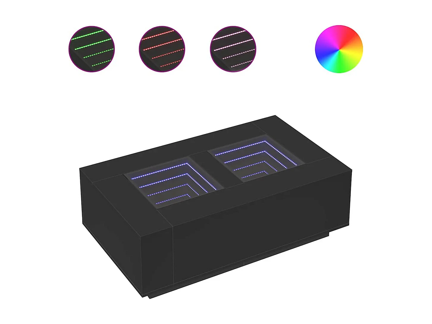 Couchtisch mit Infinity LED schwarz 116x69x40 cm