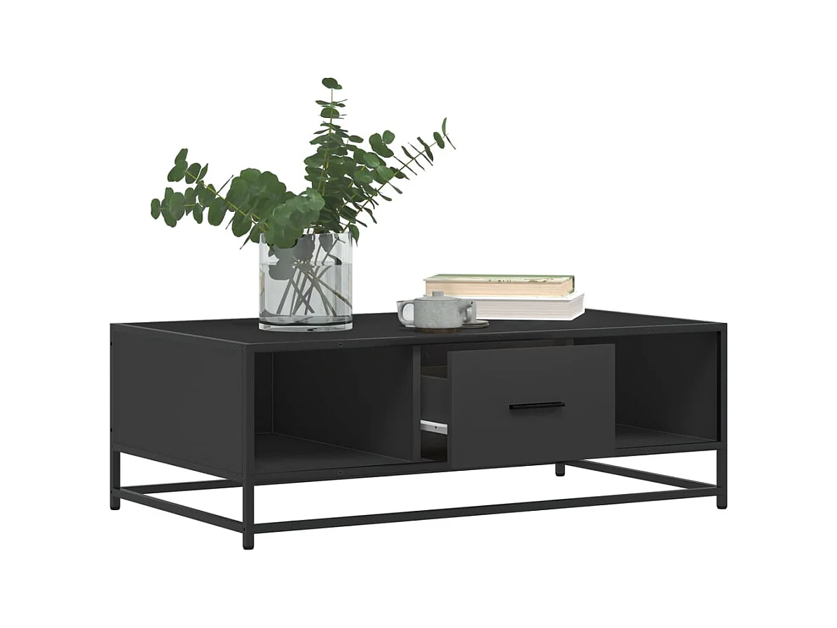 Table basse noir 100x57x35 cm bois d'ingénierie et métal