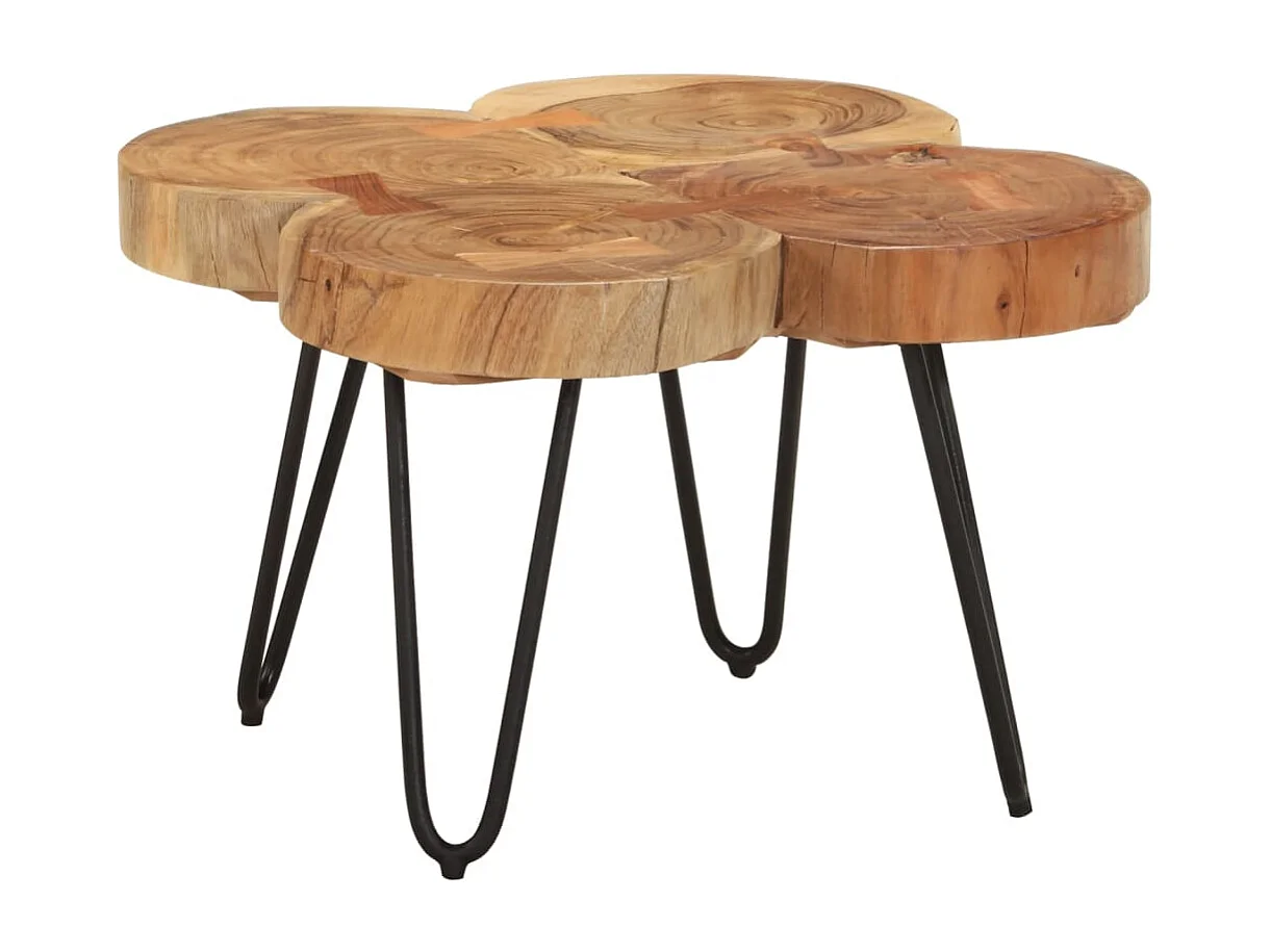 Table basse 36 cm 4 troncs bois d'acacia massif