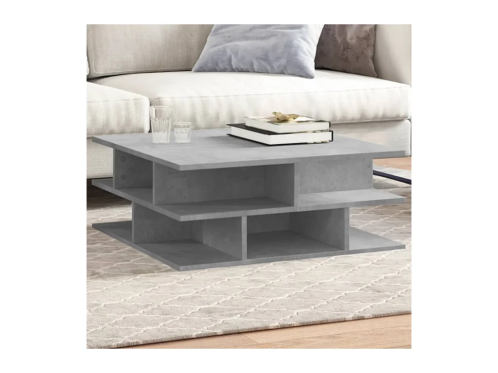Betongrijze salontafel 70x70x29 cm bewerkt hout