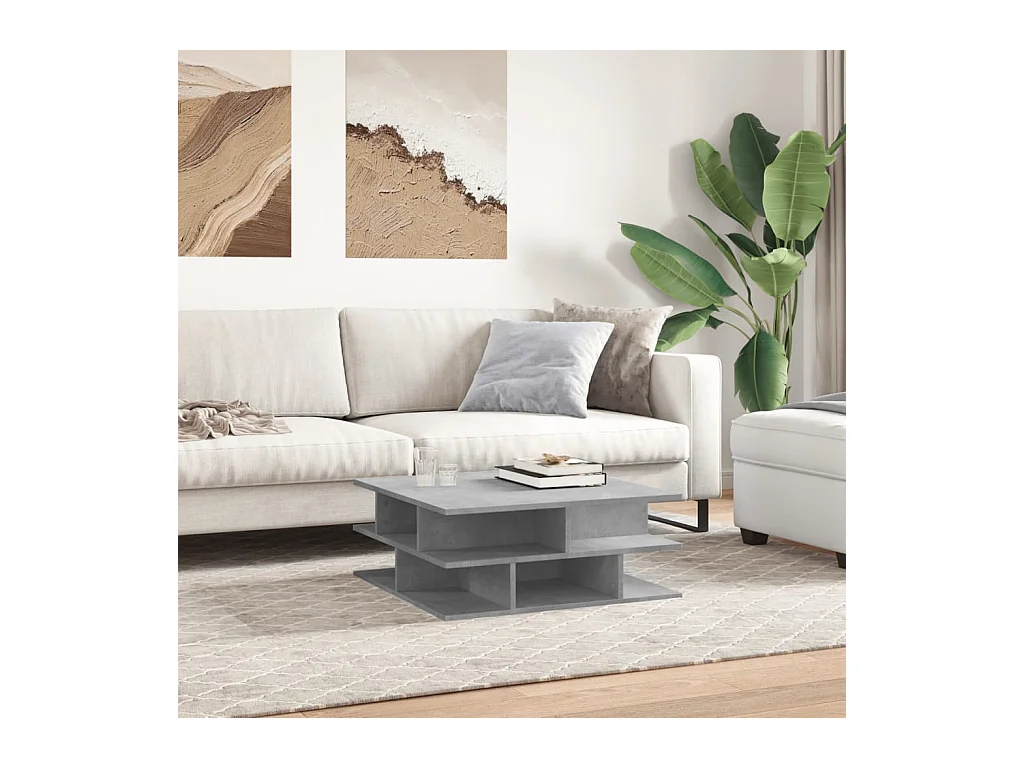 Betongrijze salontafel 70x70x29 cm bewerkt hout