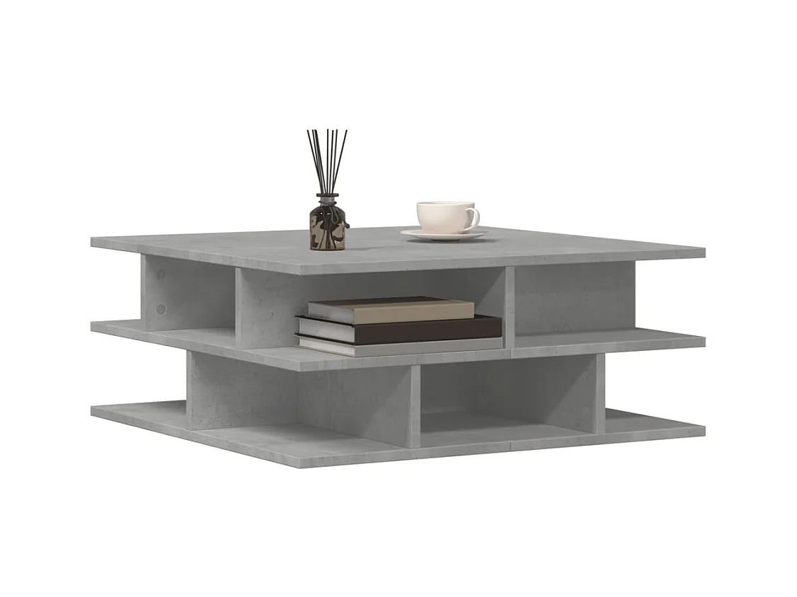 Betongrijze salontafel 70x70x29 cm bewerkt hout