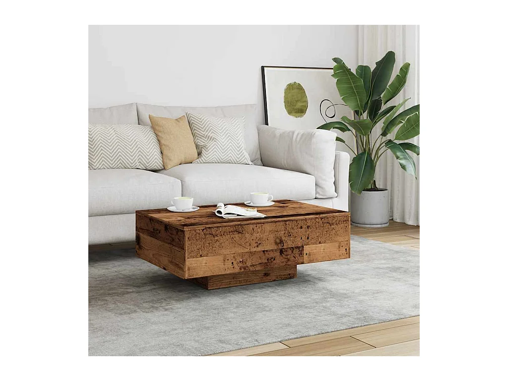 Table basse vieux bois 85x55x31 cm bois d'ingénierie