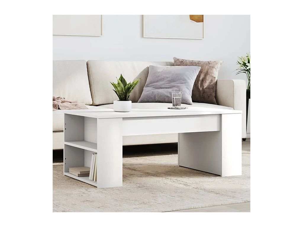 Table basse blanc 102x55x42 cm bois d'ingénierie