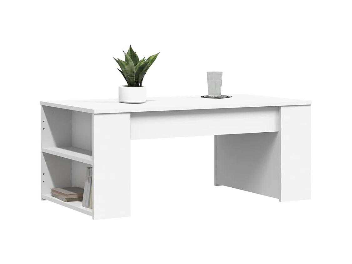 Table basse blanc 102x55x42 cm bois d'ingénierie