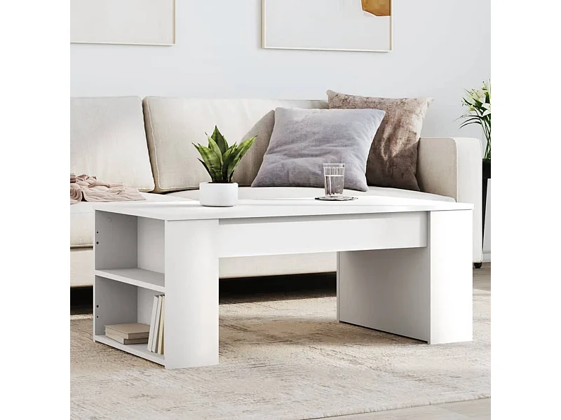 Mesa de centro blanca 102x55x42 cm madera de ingeniería