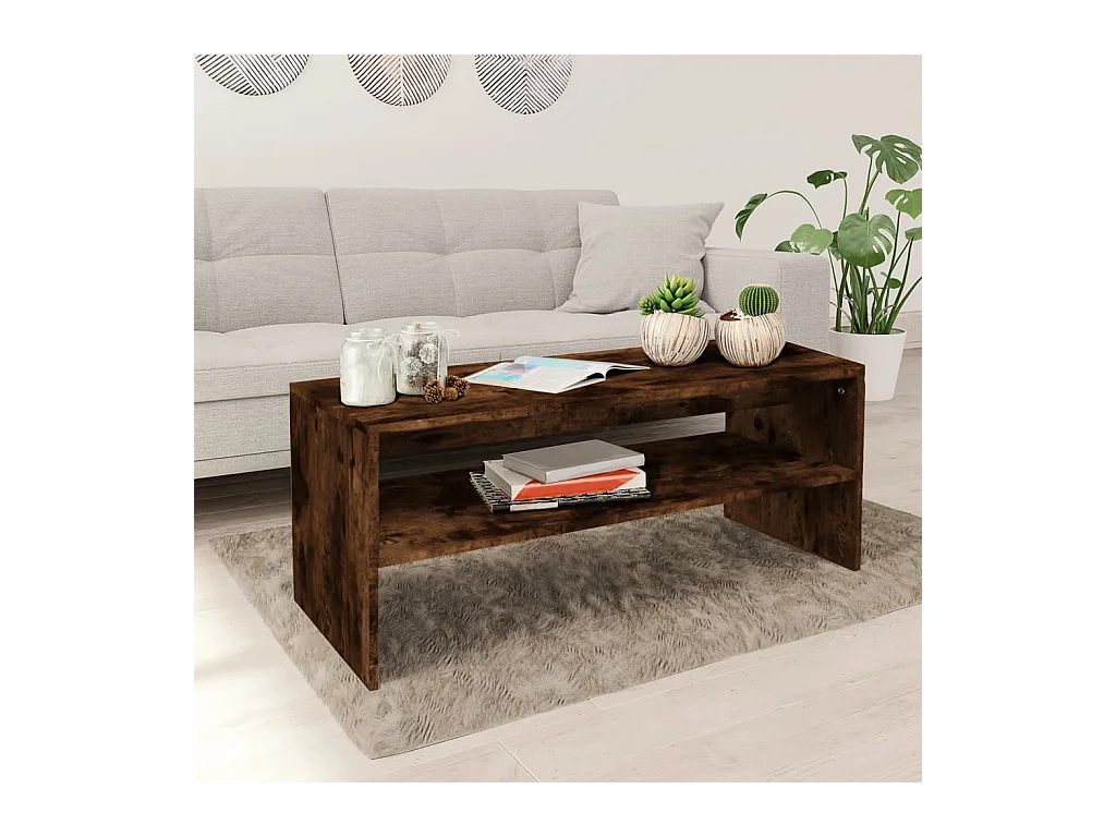 Tavolino da caffè in rovere affumicato 100x40x40 cm in legno ingegnerizzato