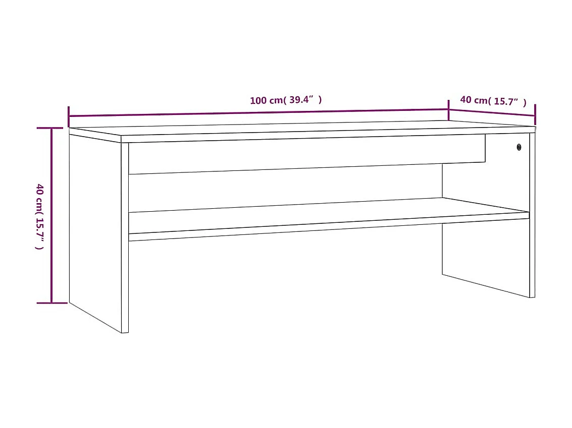 Tavolino da caffè in rovere affumicato 100x40x40 cm in legno ingegnerizzato