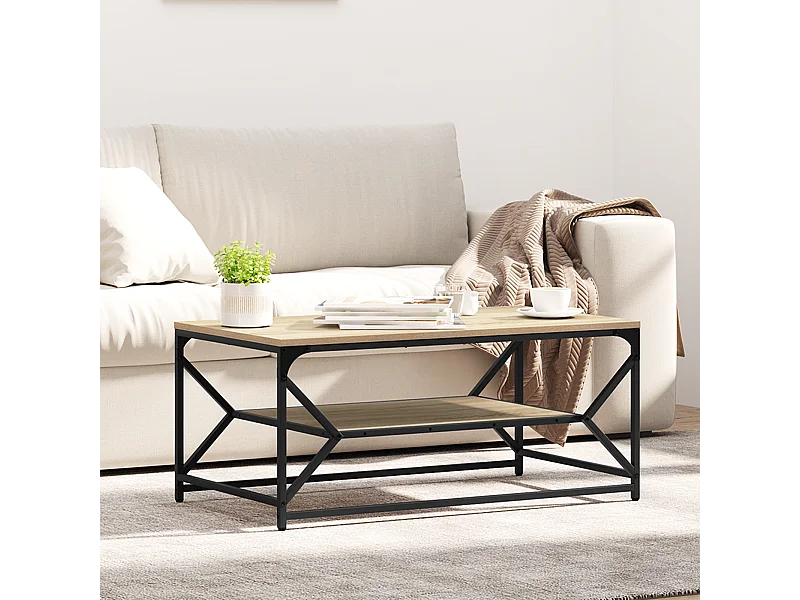 Salontafel met plank Sonoma Eiken 90x50x40 cm Bewerkt hout