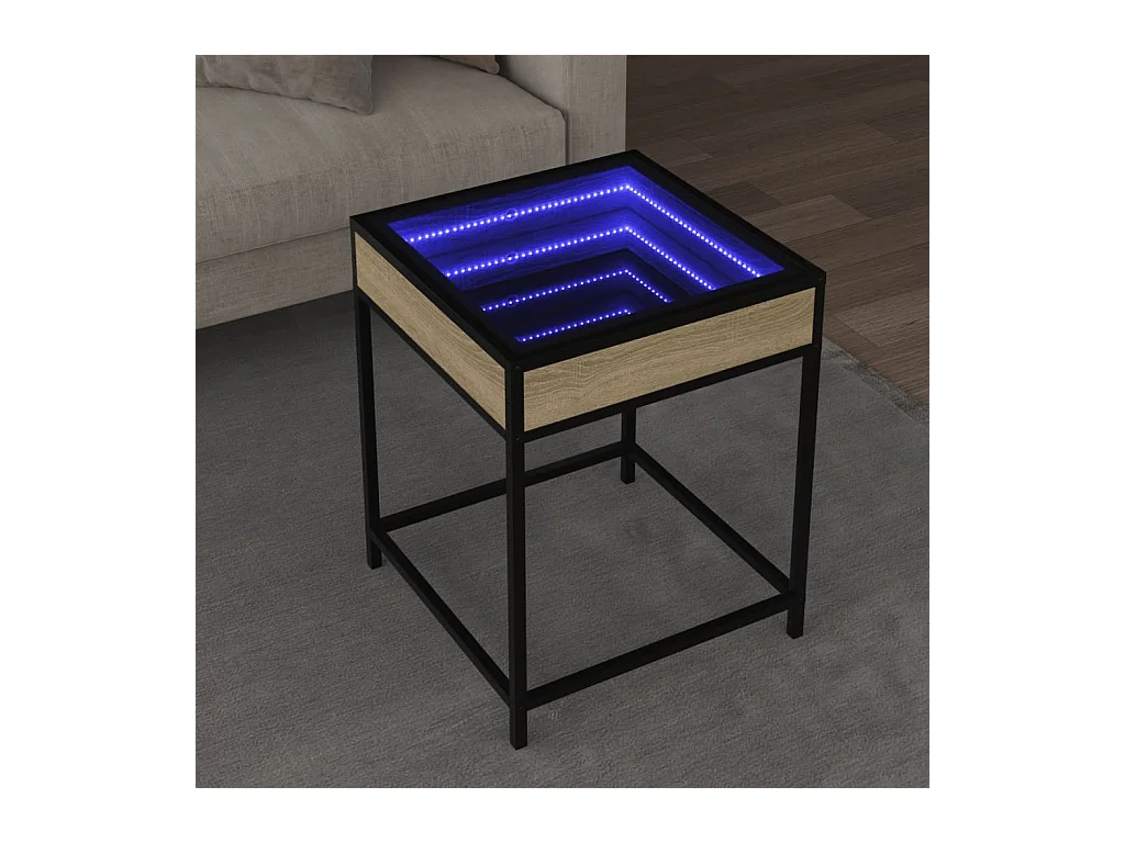 Table basse avec LED Infinity chêne sonoma 40x40x51 cm