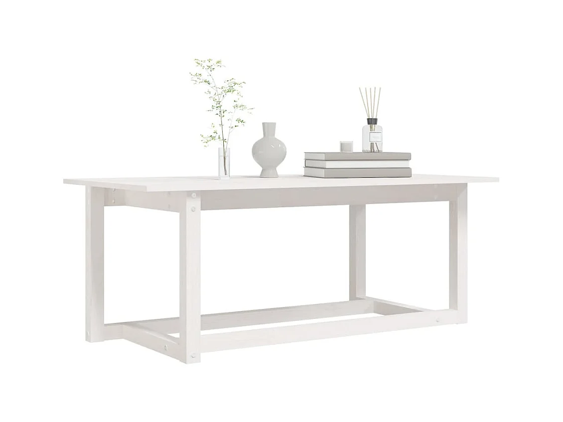Table basse Blanc 110x55x45 cm Bois massif de pin