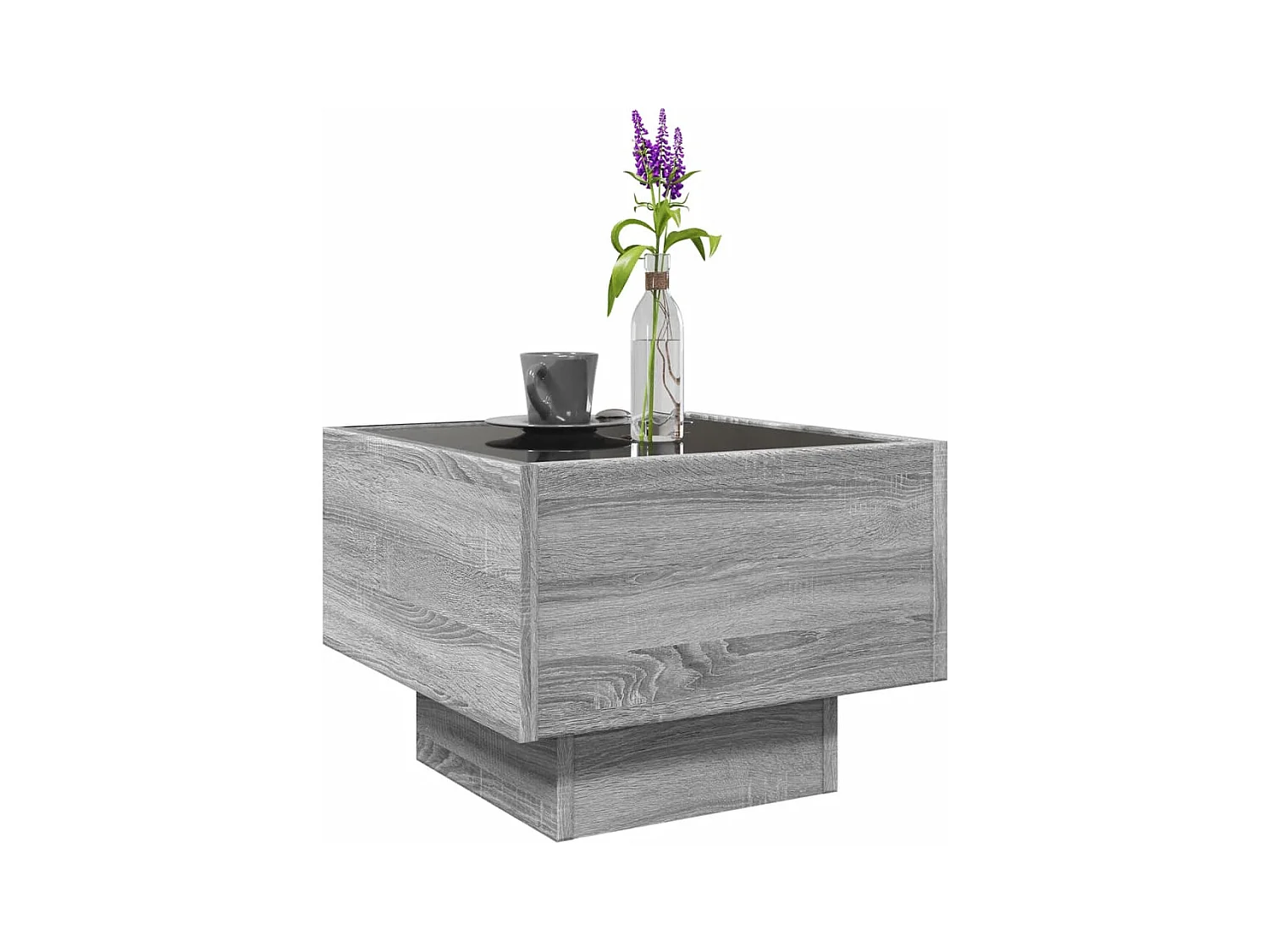 Table d'appoint et LED sonoma gris 40x40x30cm bois d'ingénierie
