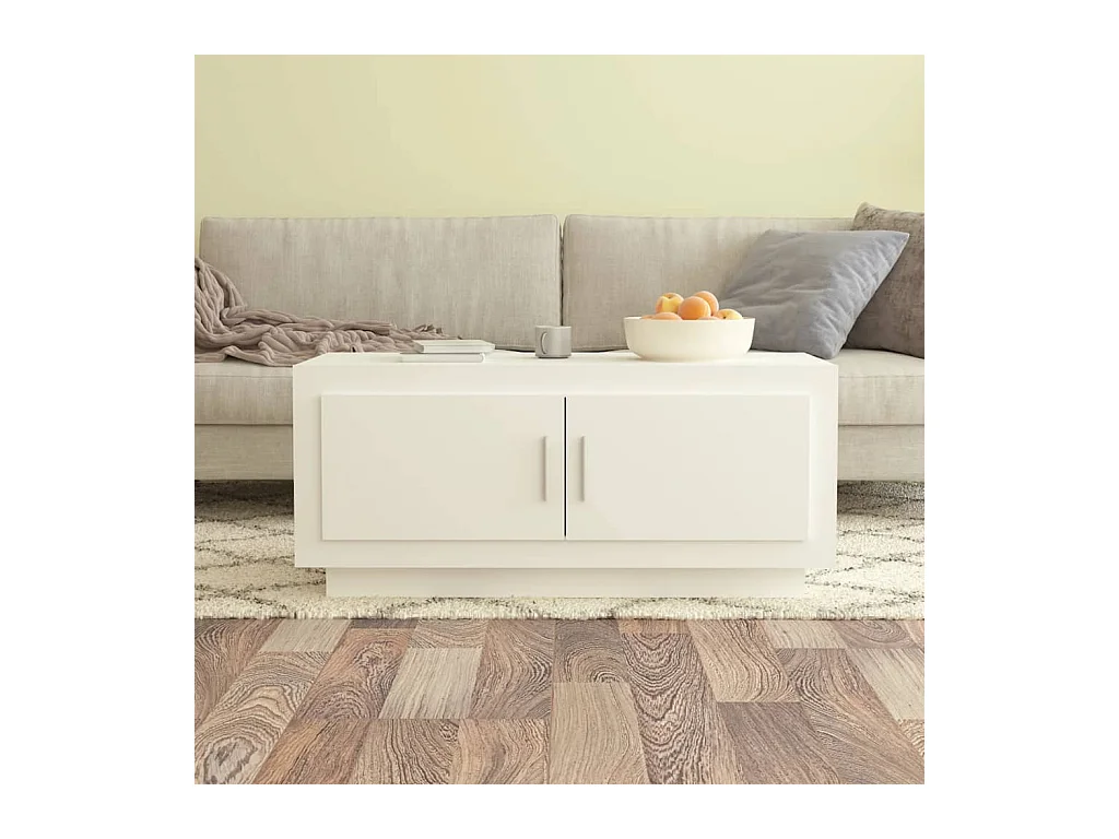 Table basse blanc 102x50x45 cm bois d'ingénierie
