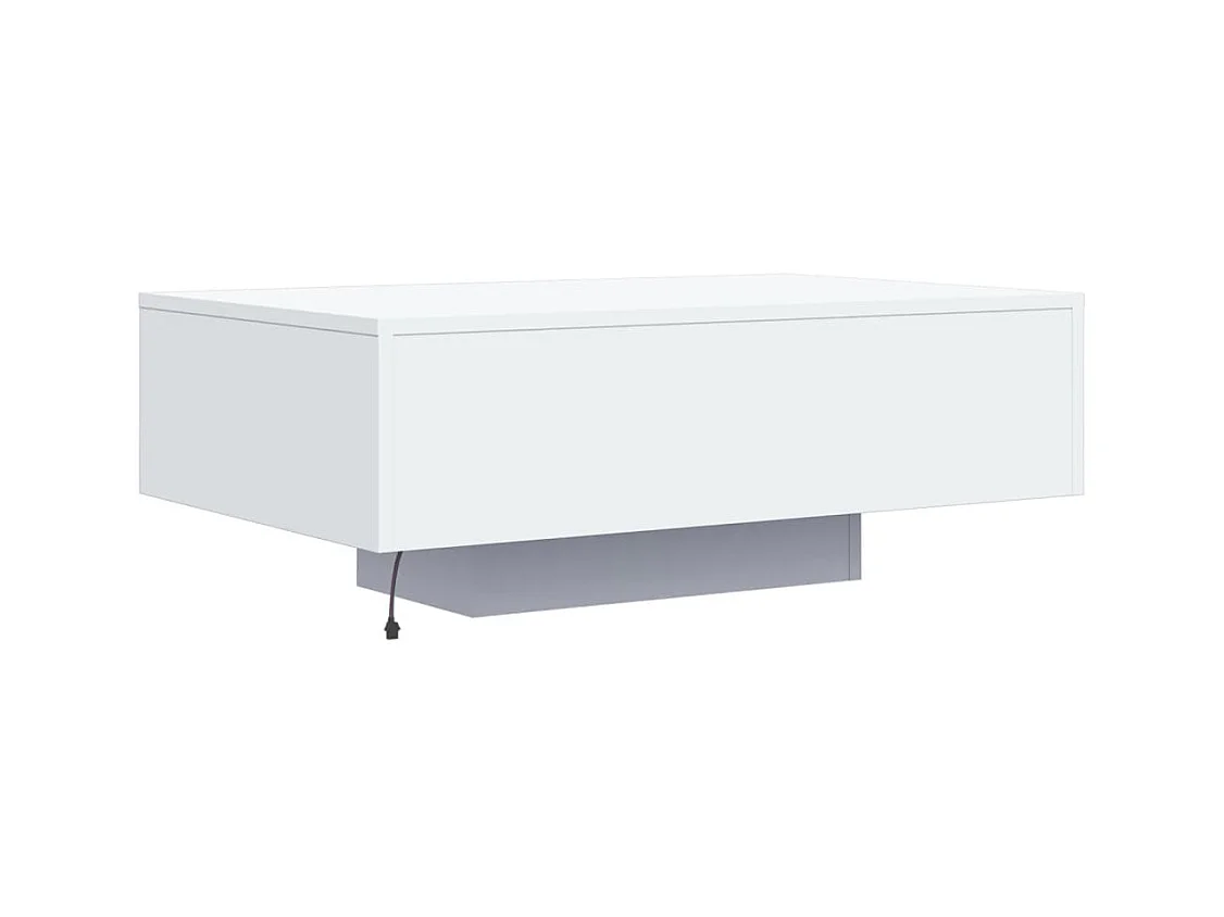 Table basse avec lumières LED blanc 85x55x31 cm