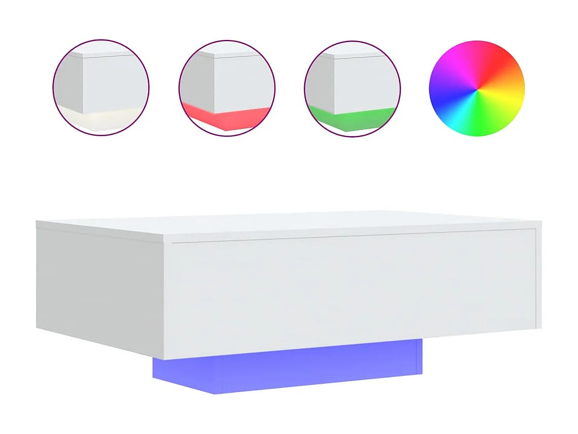 Couchtisch mit LED-Leuchten weiß 85x55x31 cm