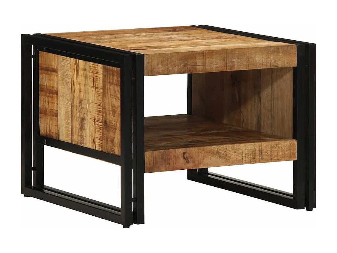 Tavolino da caffè 50x50x38 cm in legno massello di mango grezzo