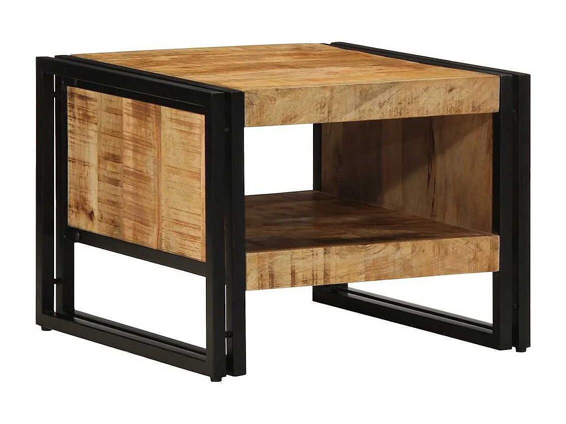 Tavolino da caffè 50x50x38 cm in legno massello di mango grezzo