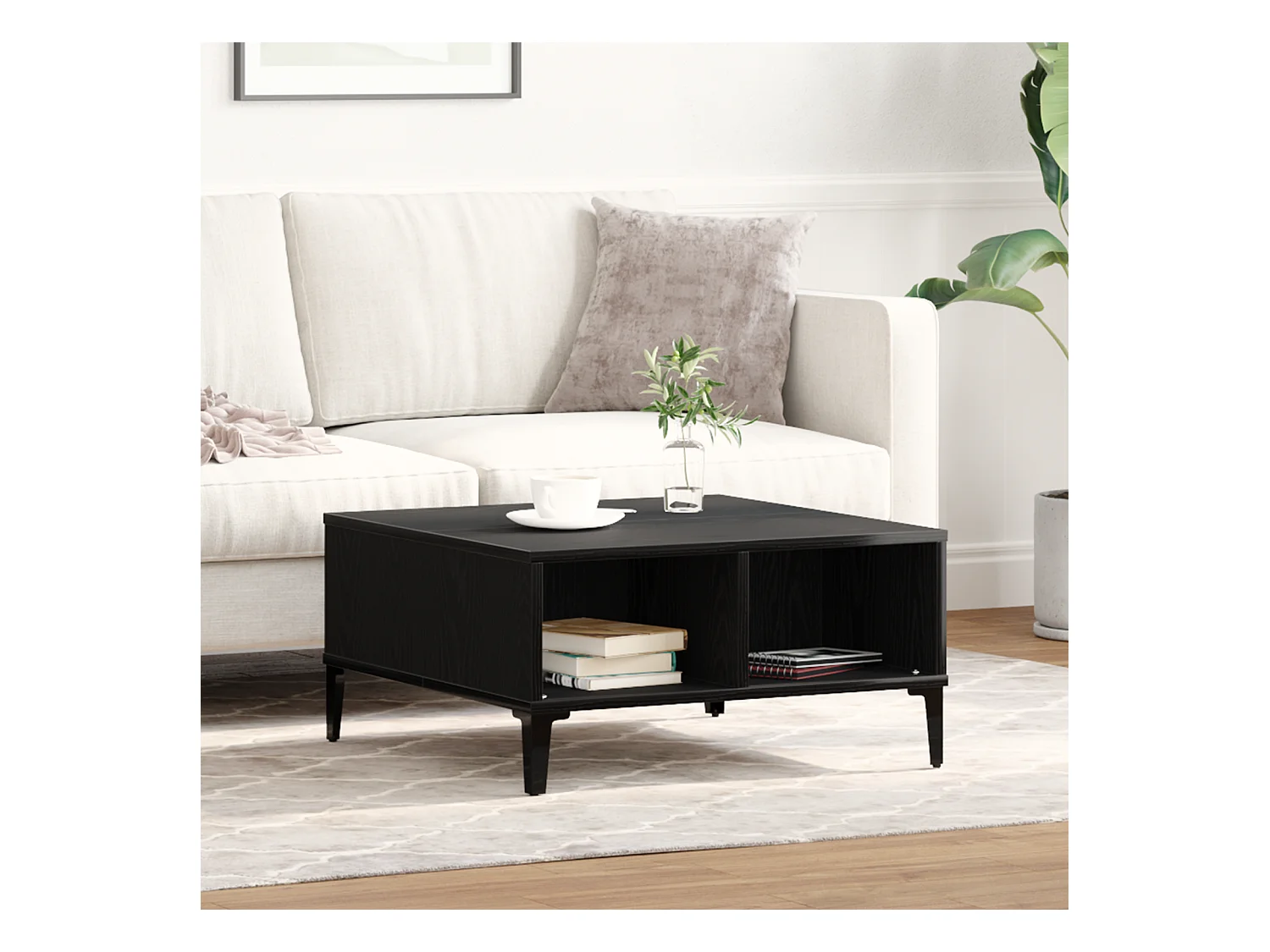 Table Basse Chêne Noir 60x60x30 cm Bois D'ingénierie