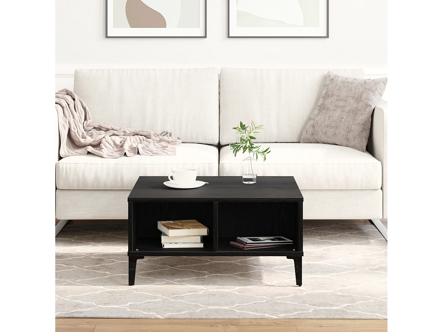 Table Basse Chêne Noir 60x60x30 cm Bois D'ingénierie