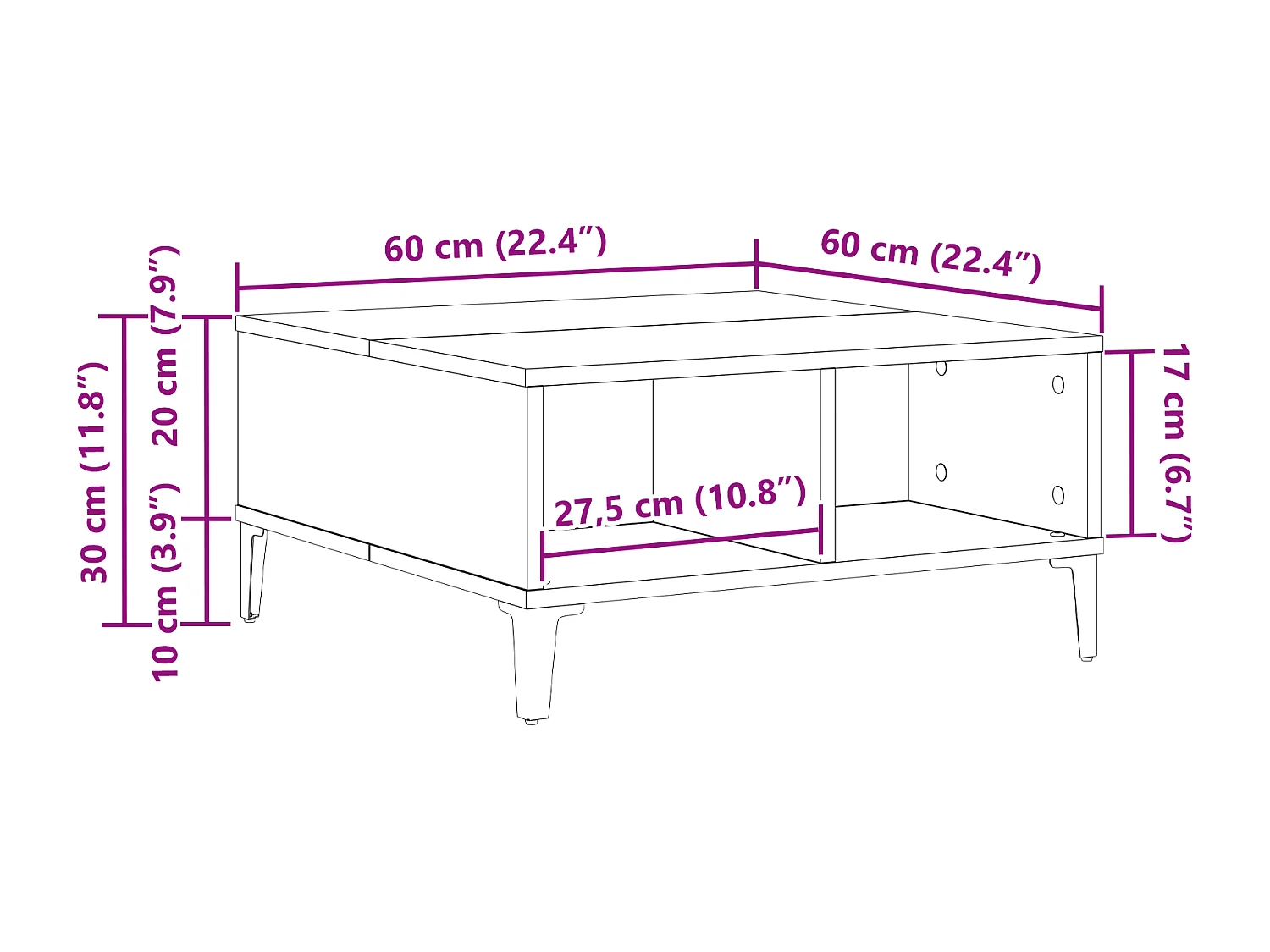 Table Basse Chêne Noir 60x60x30 cm Bois D'ingénierie