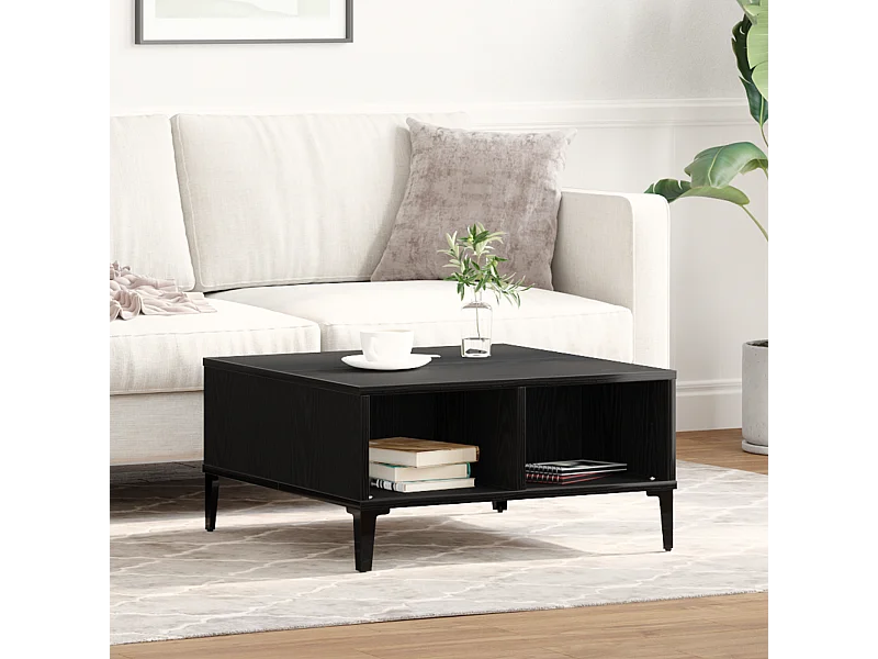 Table Basse Chêne Noir 60x60x30 cm Bois D'ingénierie