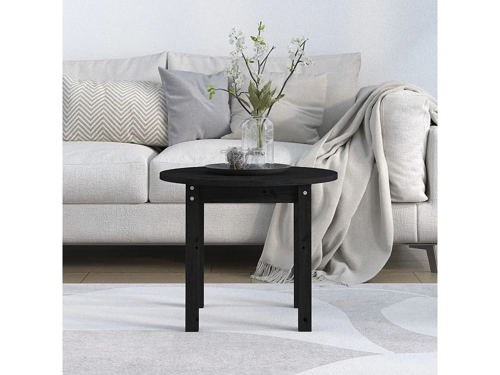 Table basse Noir Ø 55x45 cm Bois massif de pin