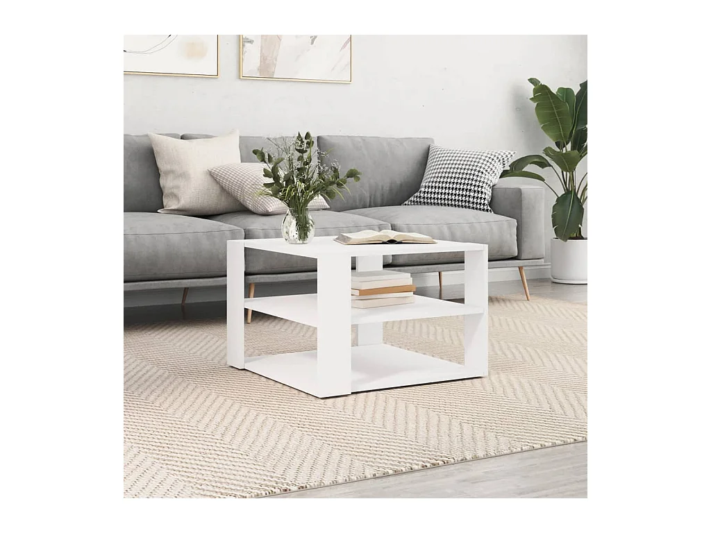 Table basse blanc 59,5x59,5x40 cm bois d'ingénierie