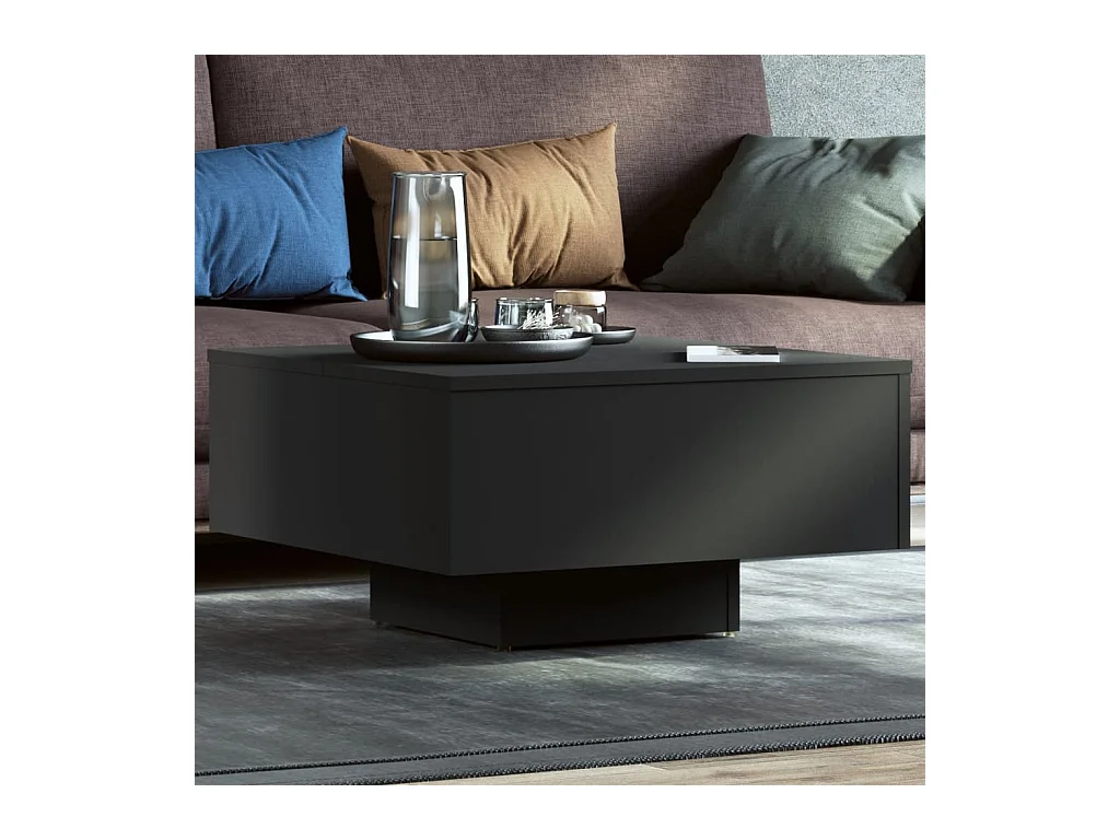 Table basse noir 60x60x31,5 cm bois d'ingénierie