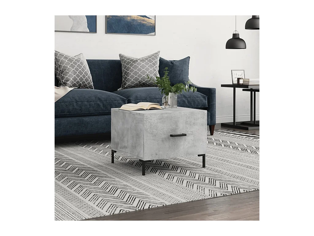 Betongrijze salontafel 50x50x40 cm bewerkt hout
