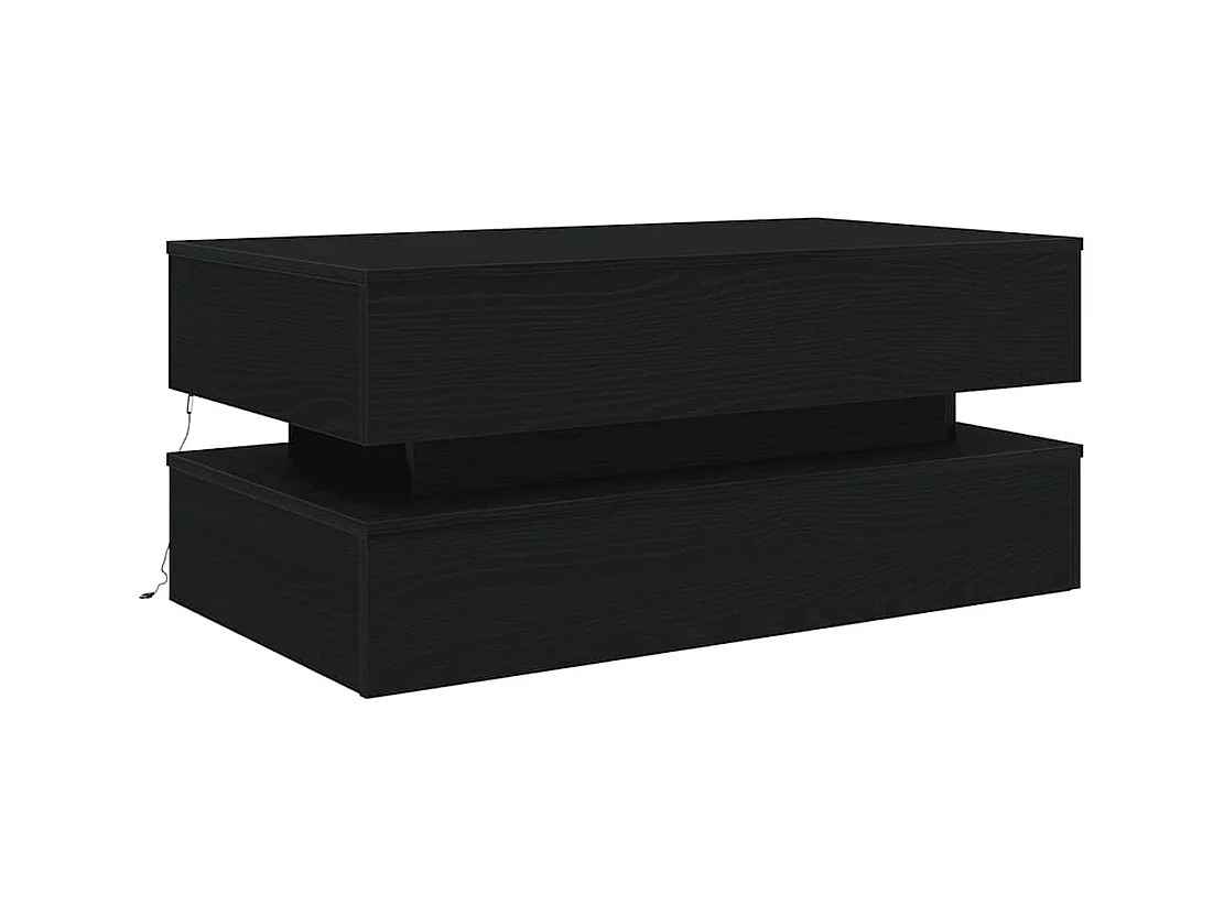 Table basse avec lumières LED chêne noir 90x50x40 cm