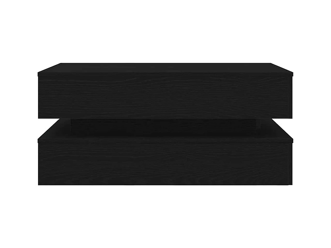Table basse avec lumières LED chêne noir 90x50x40 cm