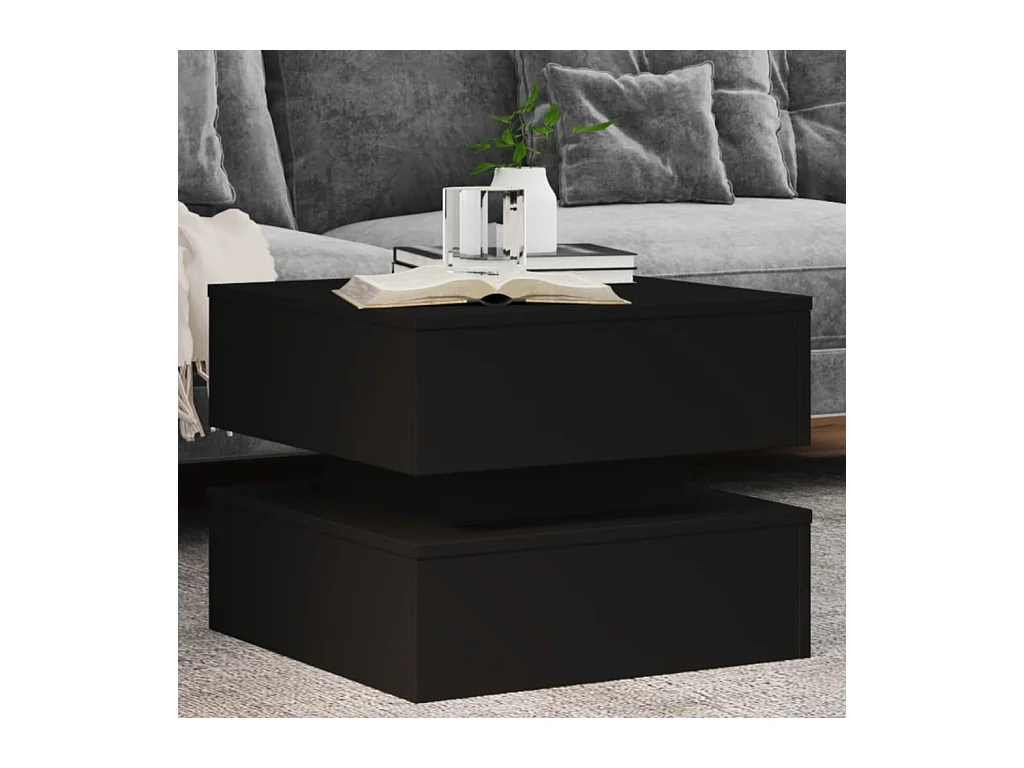 Table basse avec lumières LED noir 50x50x40 cm