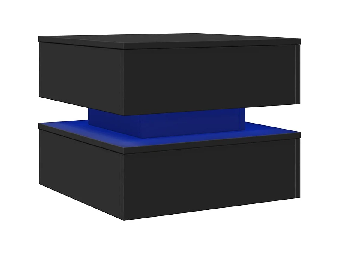 Table basse avec lumières LED noir 50x50x40 cm