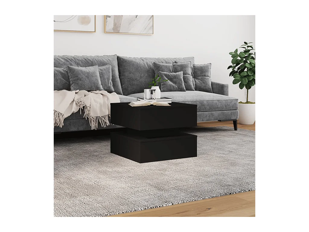 Table basse avec lumières LED noir 50x50x40 cm