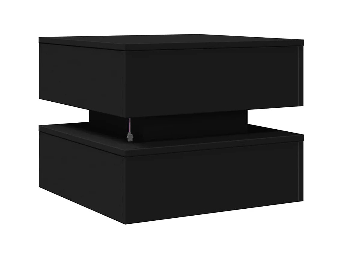 Table basse avec lumières LED noir 50x50x40 cm
