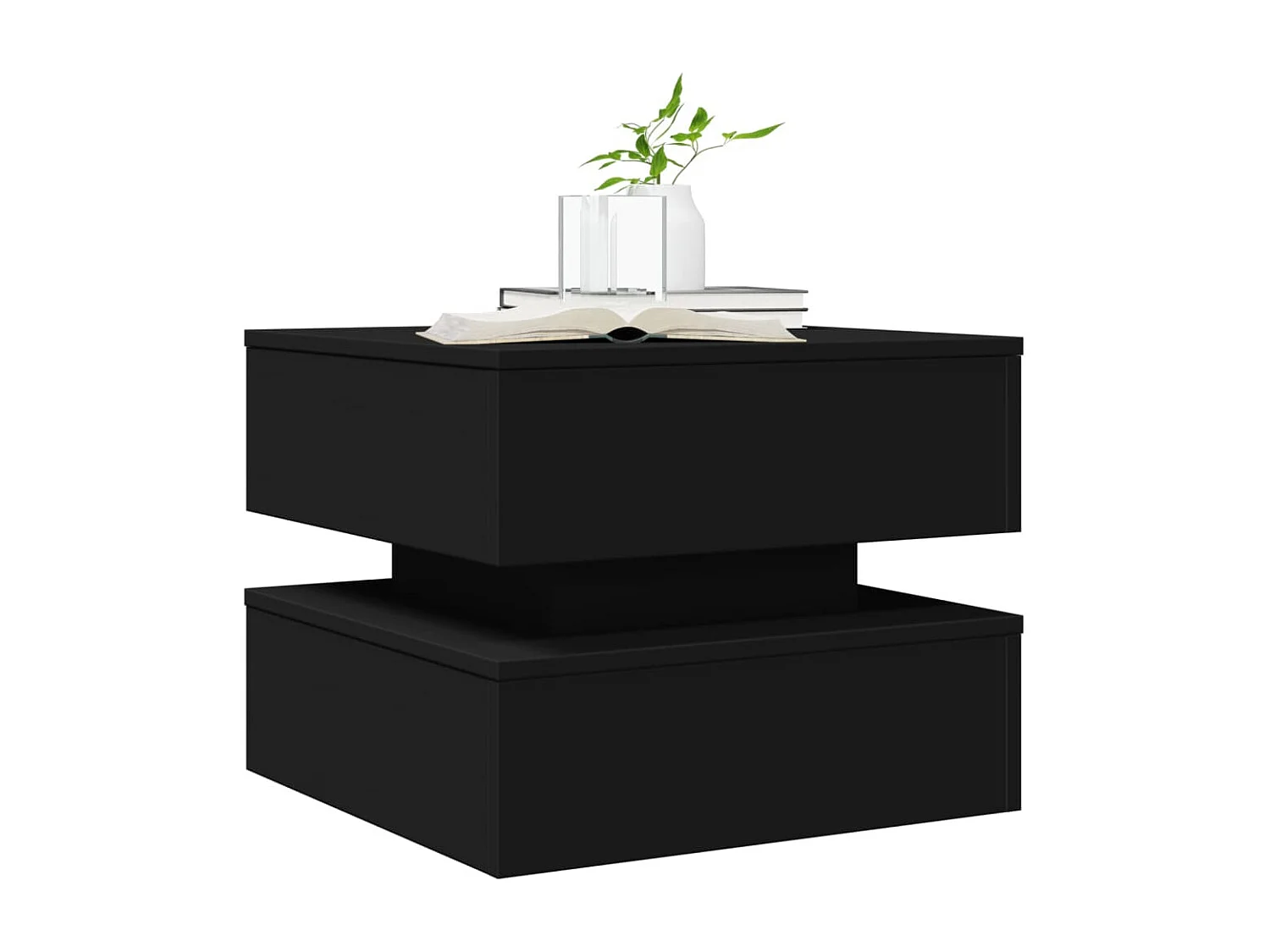 Mesa de centro con luces LED negra 50x50x40 cm