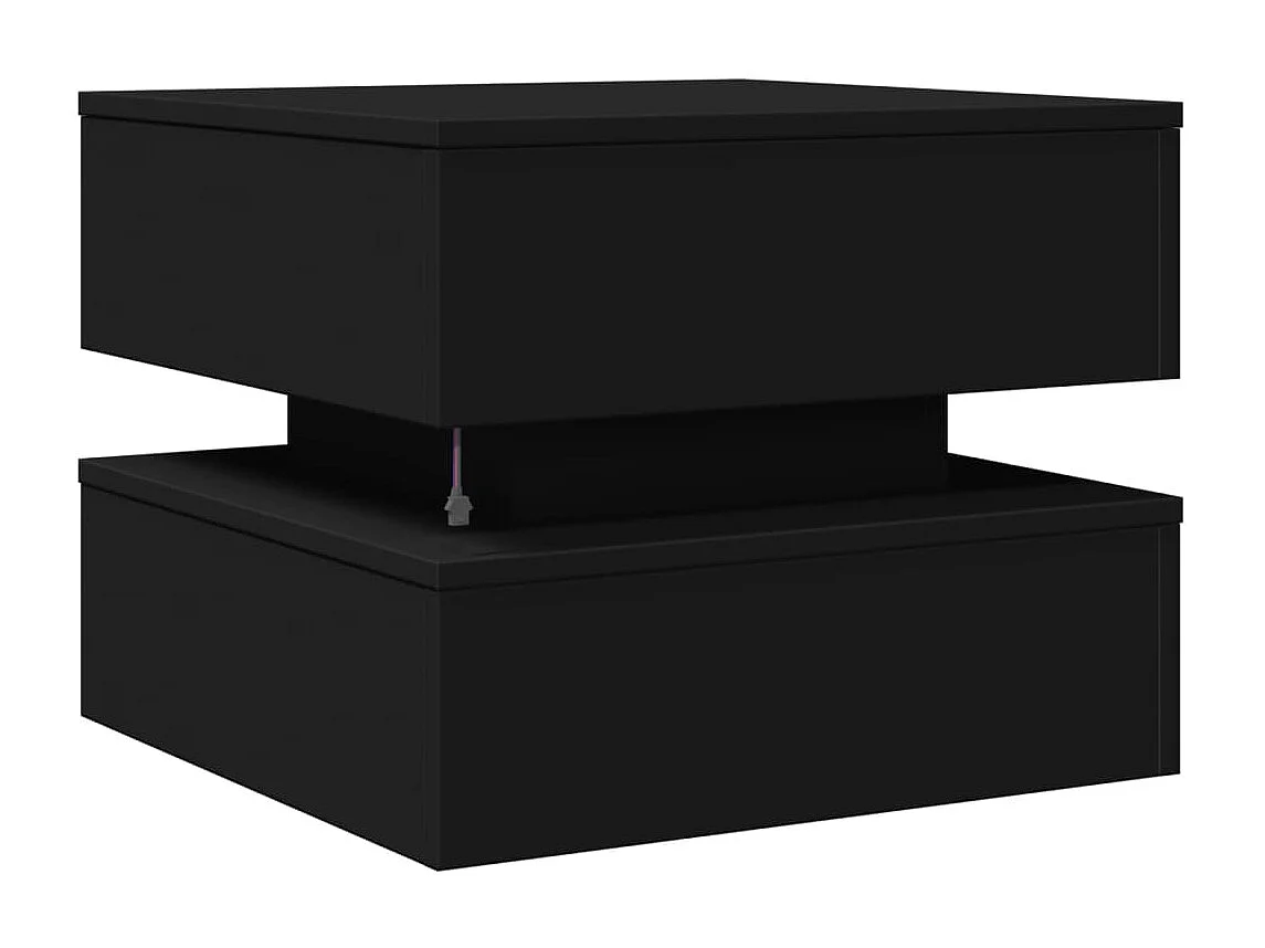 Mesa de centro con luces LED negra 50x50x40 cm
