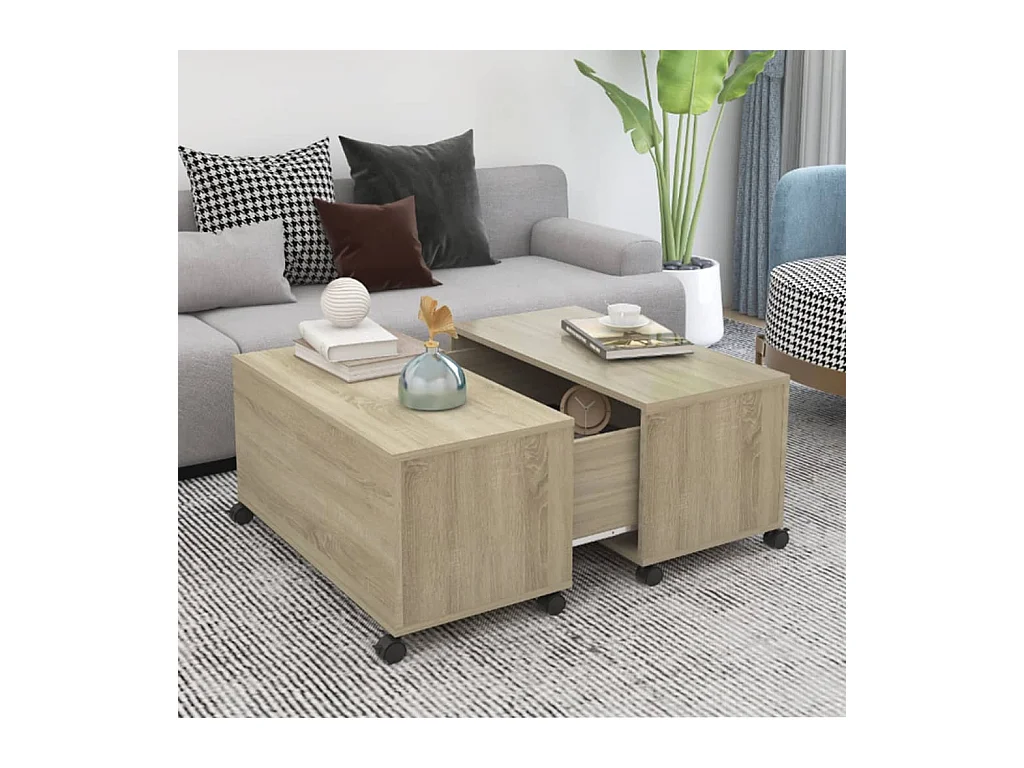 Table basse chêne sonoma 75x75x38 cm bois d'ingénierie