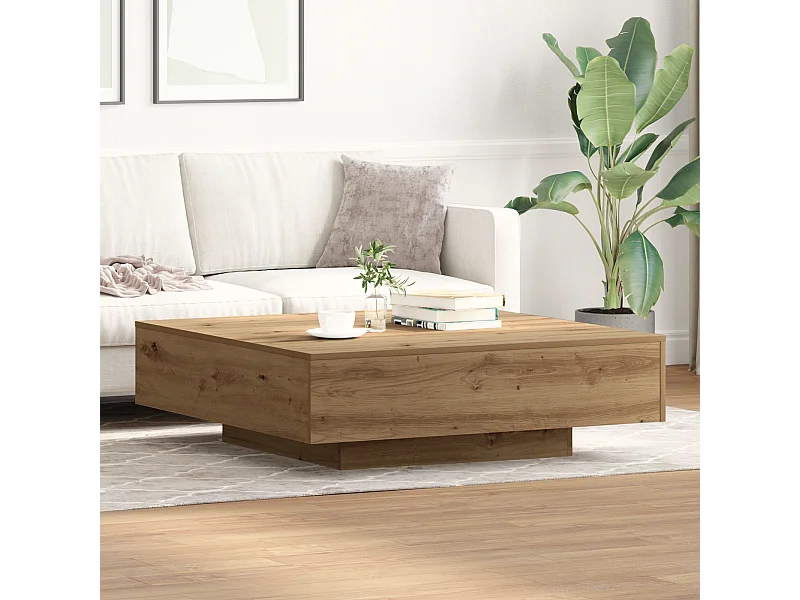 Artisan Couchtisch aus Eiche 100x100x31 cm aus verarbeitetem Holz