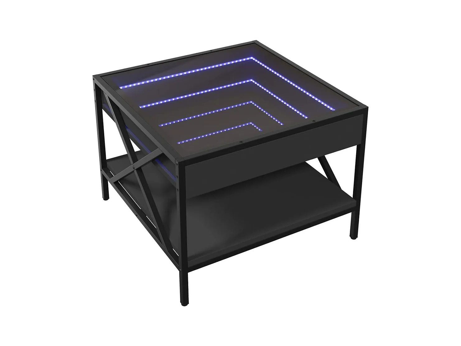 Table basse avec LED infini noir 50x50x38 cm