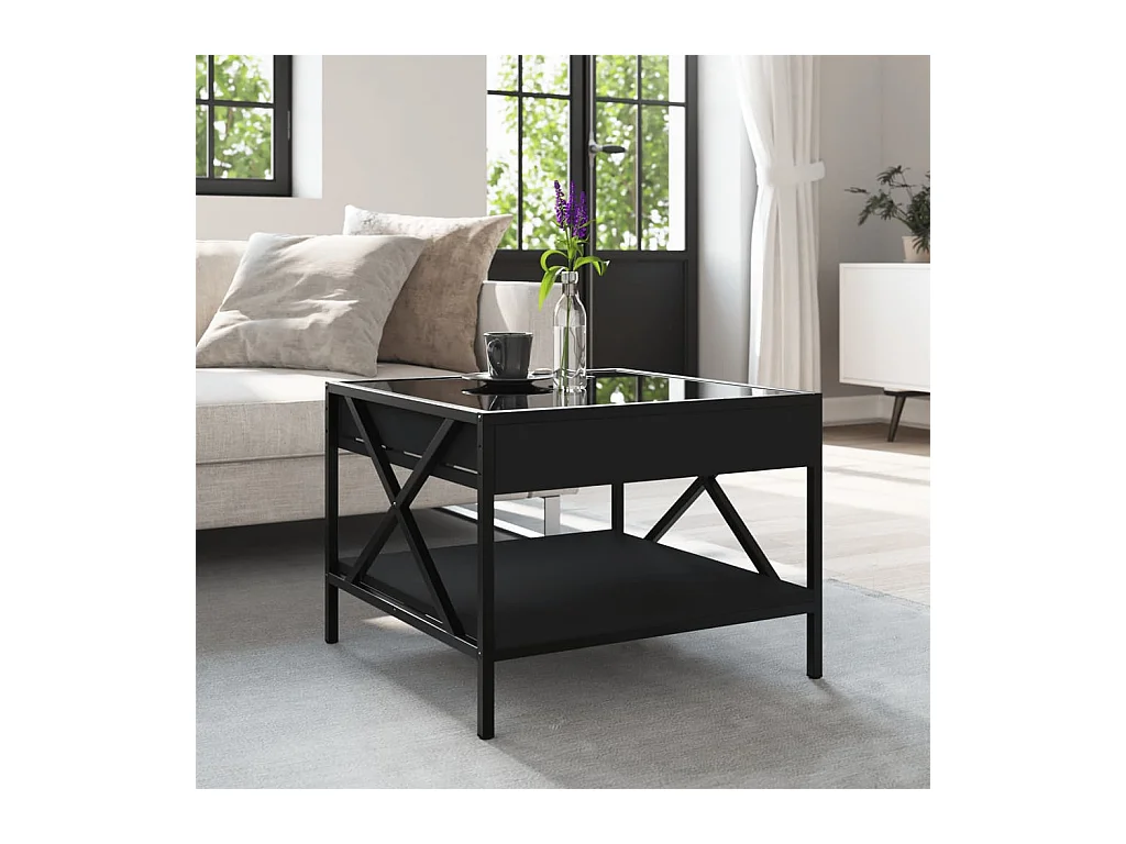 Table basse avec LED infini noir 50x50x38 cm