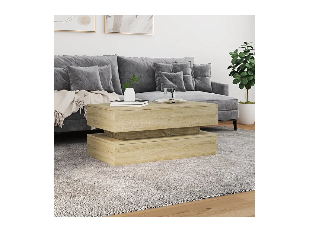 Table basse avec lumières LED chêne sonoma 90x50x40 cm